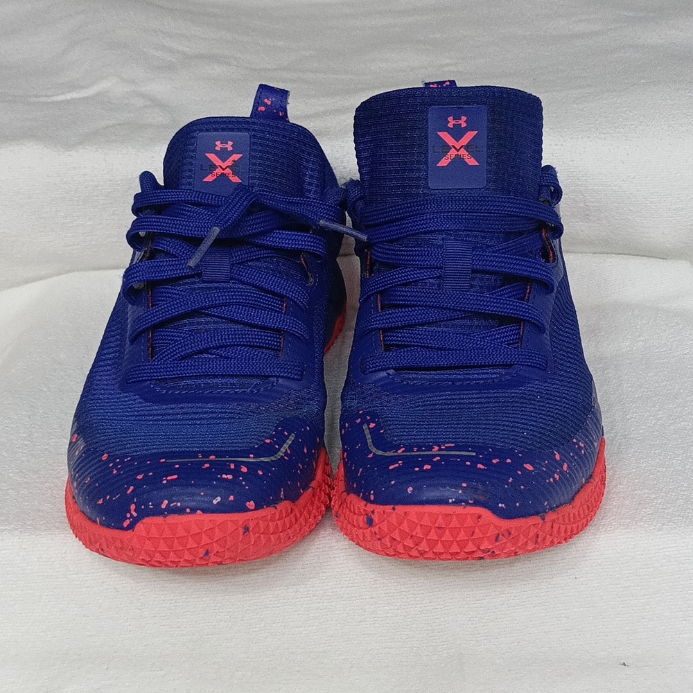 Under Armour Boys School Blue/Orange UA X Level Mainshock Splatter Shoes Size 6Y